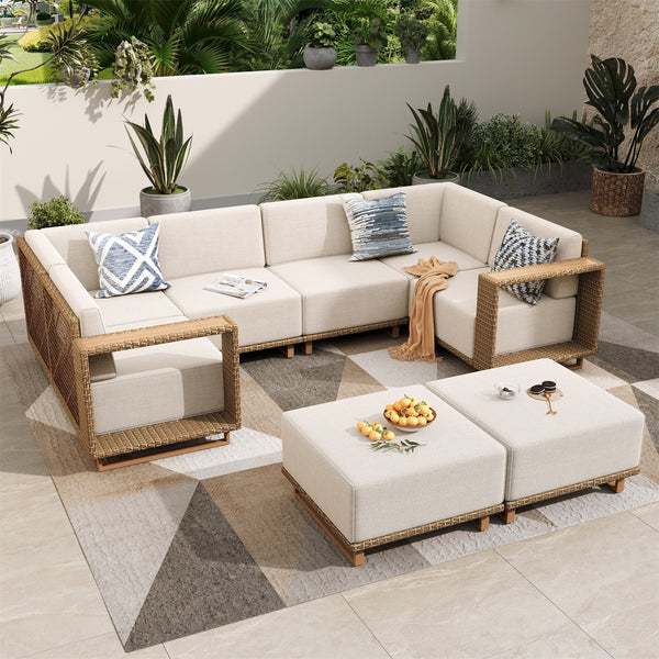 Catalina 6-Seater Modern Patio Sectional Rattan Sofa Set