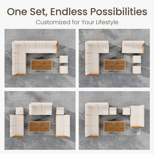 8-Seat Patio Modular Sofa Set with Lift Top Table