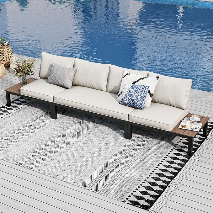 4 Seater Outdoor Metal Corner Sofa Set with Cushions