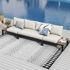 4 Seater Outdoor Metal Corner Sofa Set with Cushions