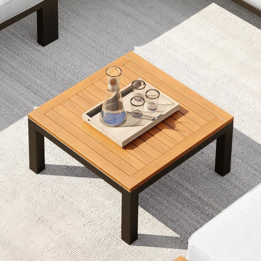 Square Acacia Wood Coffee Table with Metal Frame