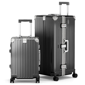 2-Piece PC Hard Shell Trunk Suitcase Set with Aluminium Frame & TSA Lock