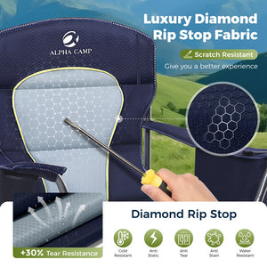 Navy Blue Thick Padded Camping Chair with Armrests