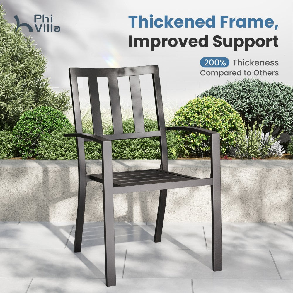 5-Piece Outdoor Dining Set with 107cm Round Table and Stackable Chairs