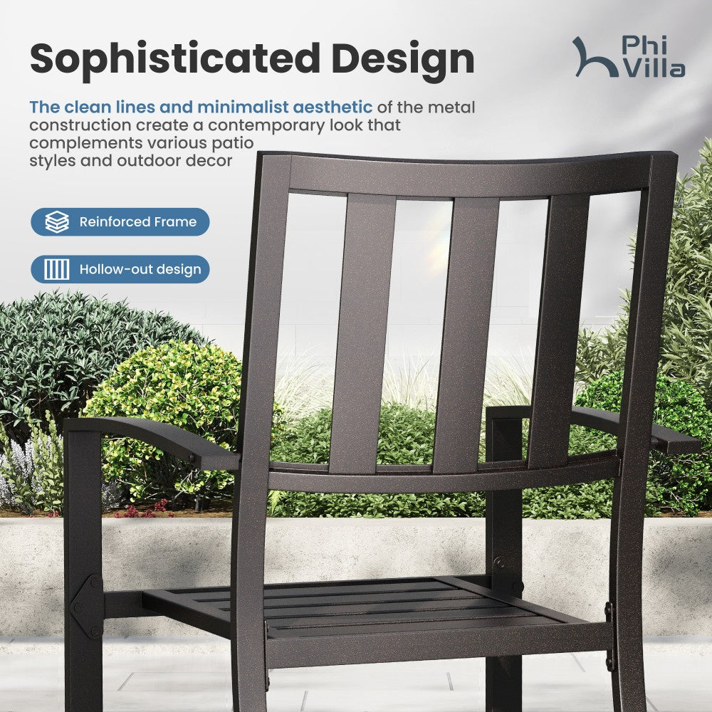 5-Piece Patio Dining Set Steel Square Table and Stackable Chair