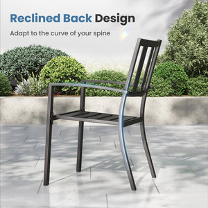 Metal Stackable Garden Chairs Set of 2/4
