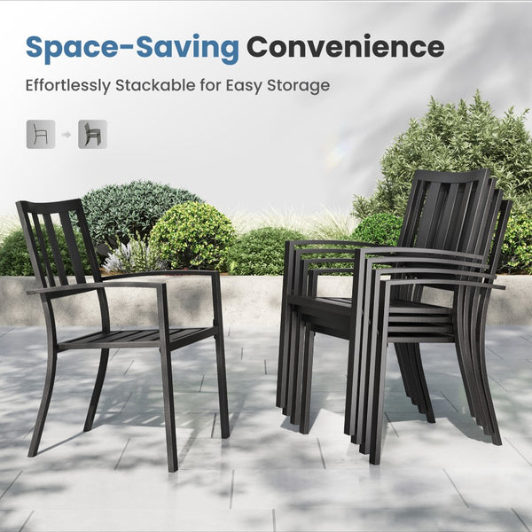 Metal Stackable Garden Chairs Set of 2/4