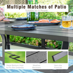 Rectangle Patio Table and 6 Stackable Chairs 7-Piece Metal Outdoor Patio Dining Sets
