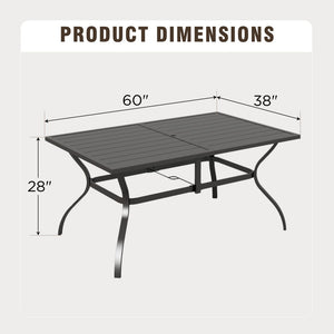 Rectangle Patio Table and 6 Stackable Chairs 7-Piece Metal Outdoor Patio Dining Sets