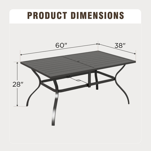 Rectangle Patio Table and 6 Stackable Chairs 7-Piece Metal Outdoor Patio Dining Sets