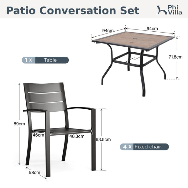 Veranda 4-Seater Outdoor Dining Set with Square Table