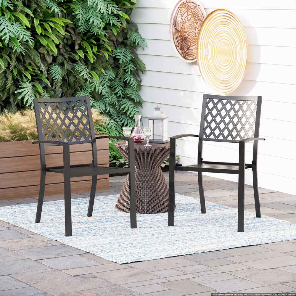 Metal Stackable Garden Chairs Set of 2/4