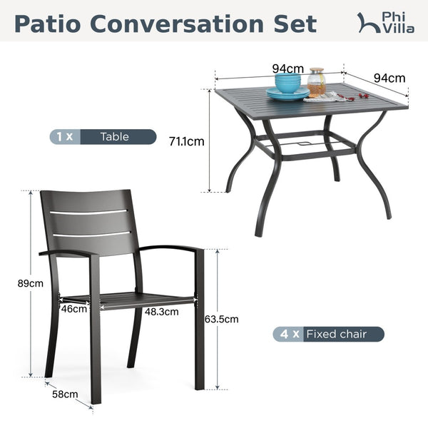 Veranda 4-Seater Outdoor Dining Set with Square Table