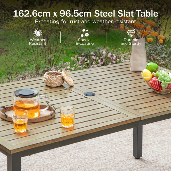 Garden Dining Table with Wood-Effect Top