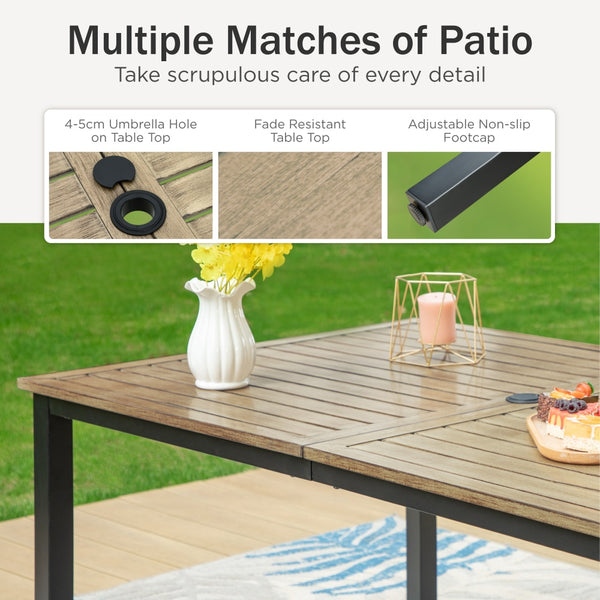 Garden Dining Table with Wood-Effect Top