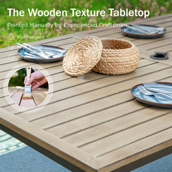 Garden Dining Table with Wood-Effect Top