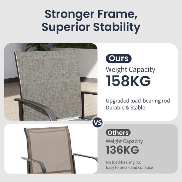 Lightweight Textilene Garden Dining Chairs 4PC
