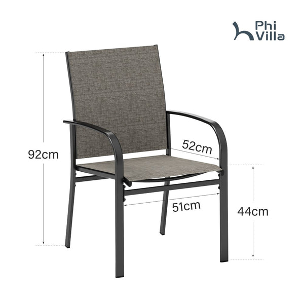 Lightweight Textilene Garden Dining Chairs 4PC