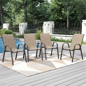 Textilene Extra-High Ergonomic Stackable Patio Dining Chairs