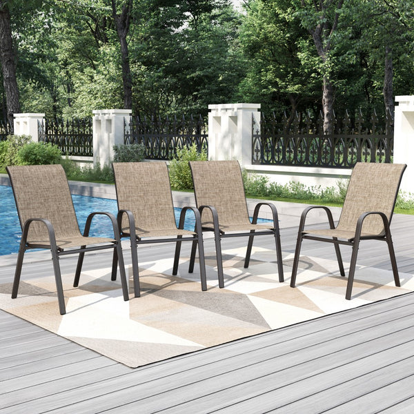 Textilene Extra-High Ergonomic Stackable Patio Dining Chairs