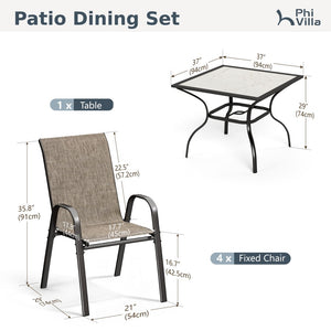 Ease 4-Seater Outdoor Dining Set with Marble-like Tabletop
