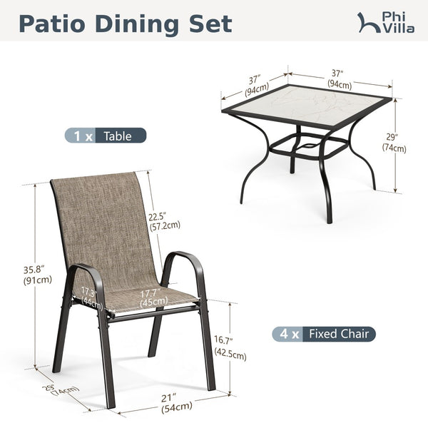 Ease 4-Seater Outdoor Dining Set with Marble-like Tabletop