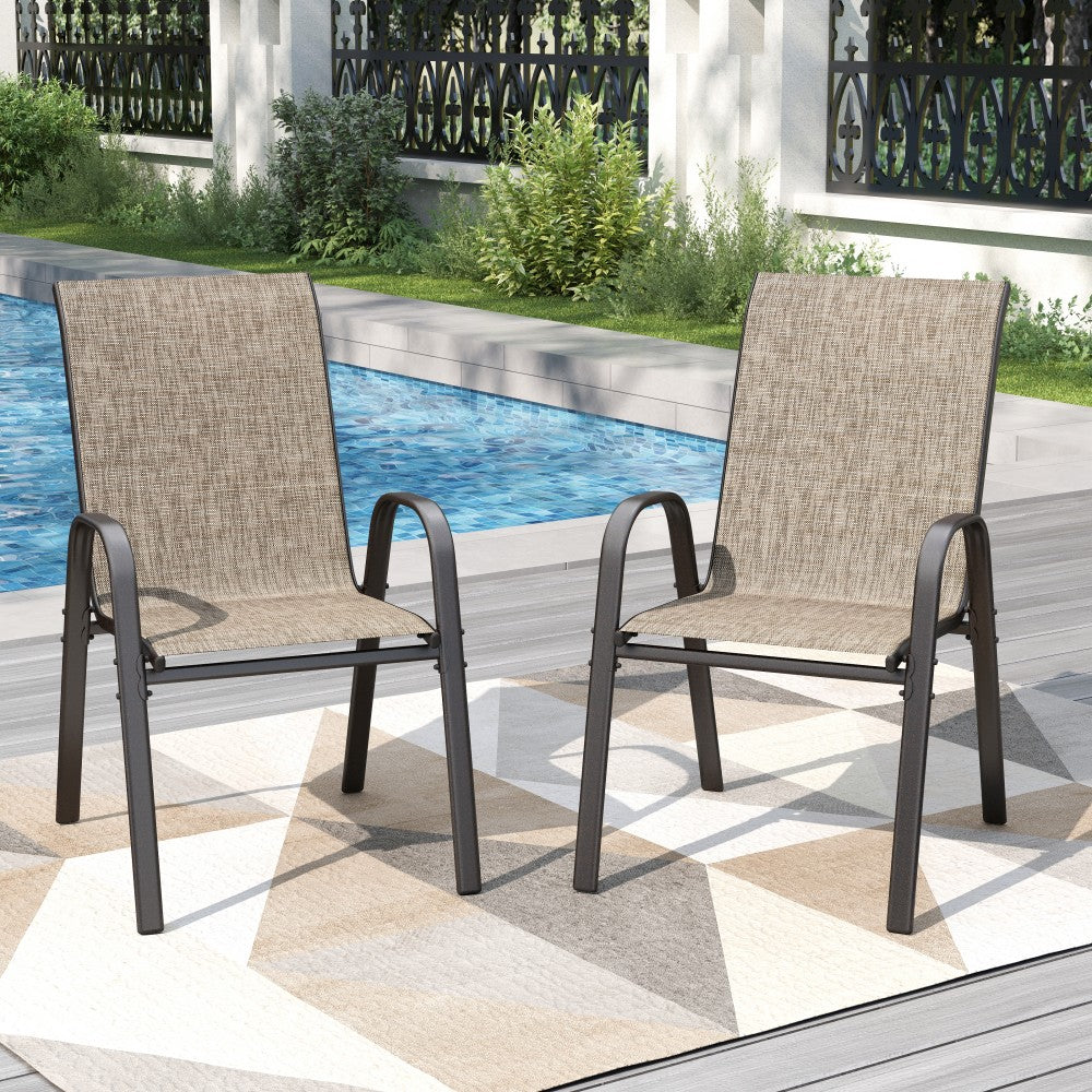 Textilene Extra-High Ergonomic Stackable Patio Dining Chairs