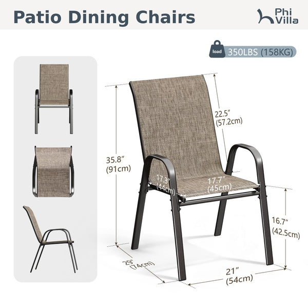 Textilene Extra-High Ergonomic Stackable Patio Dining Chairs