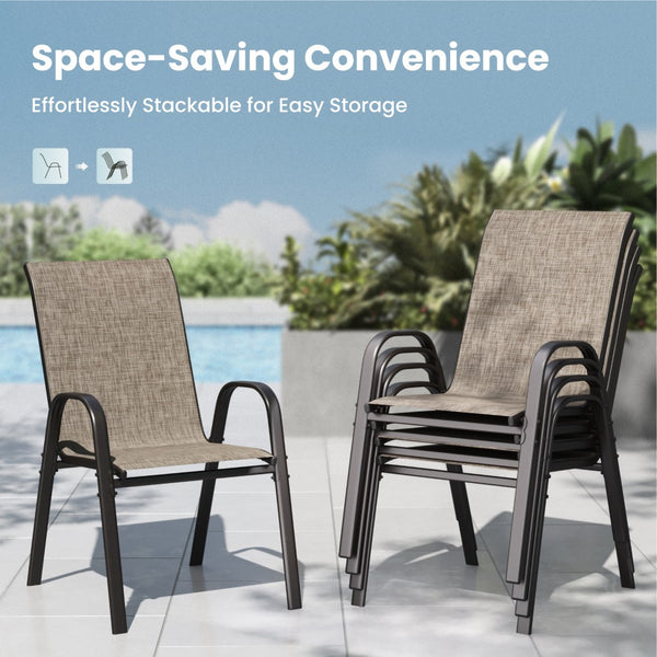Textilene Extra-High Ergonomic Stackable Patio Dining Chairs