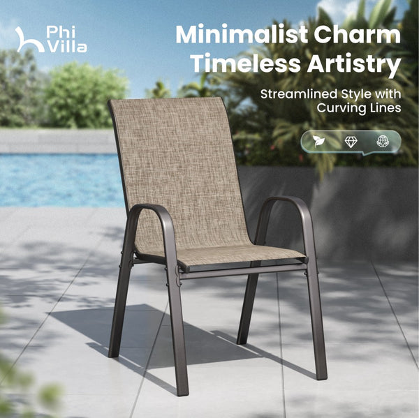 7-Piece Garden Dining Set with Textilene Extra-High Stackable Chairs and Metal Table