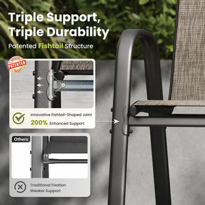 Textilene Extra-High Ergonomic Stackable Patio Dining Chairs