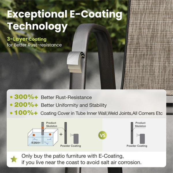 Textilene Extra-High Ergonomic Stackable Patio Dining Chairs