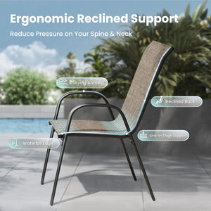 Textilene Extra-High Ergonomic Stackable Patio Dining Chairs