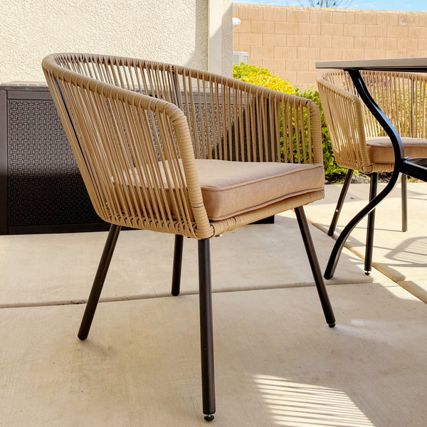 Catalina 4 Pieces Contemporary Rattan Rope Outdoor Dining Chairs