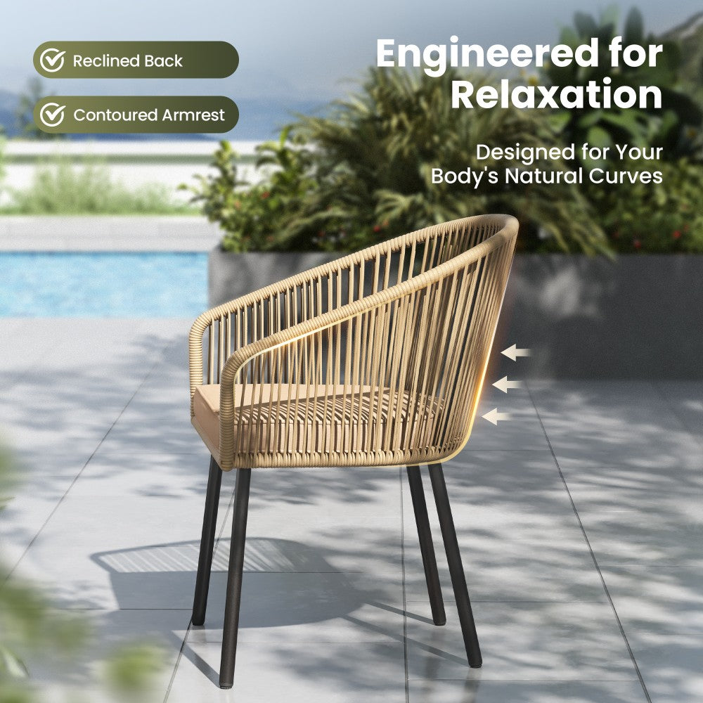 Catalina 4 Pieces Contemporary Rattan Rope Outdoor Dining Chairs