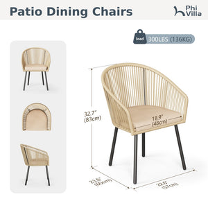 Catalina 4-Seater Dining Set Contemporary Rope Chairs & Metal Square Table