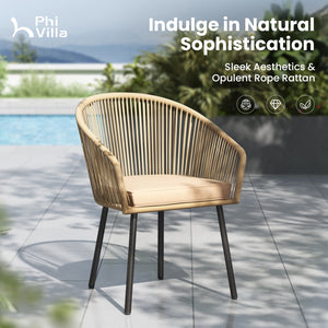 Catalina 4-Seater Dining Set Contemporary Rope Chairs & Metal Square Table