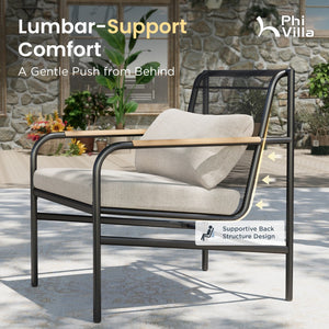 Metal Garden Sofa Set with Thick Cushions and Coffee Table
