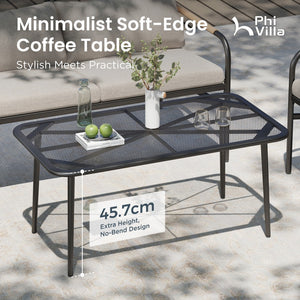 Metal Garden Sofa Set with Thick Cushions and Coffee Table