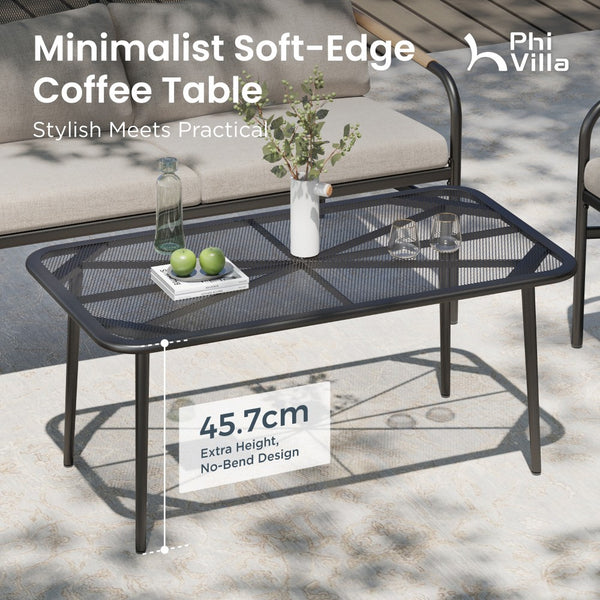 Metal Garden Sofa Set with Thick Cushions and Coffee Table
