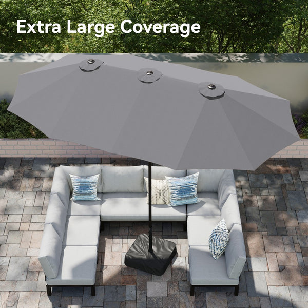 4.5m Double-Sided Patio Extra Large Twin Umbrella with Base