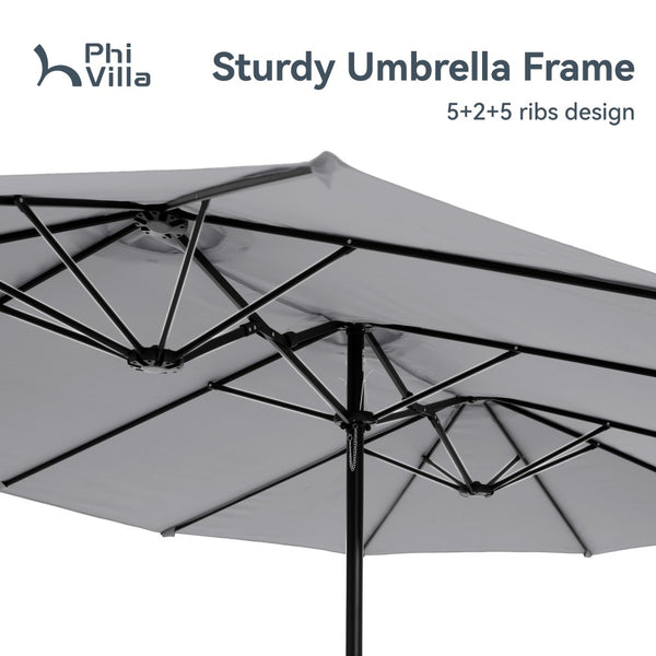 4.5m Double-Sided Patio Extra Large Twin Umbrella with Base