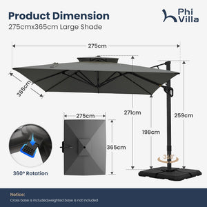 2.75 x 3.65m Cantilever Garden Parasol