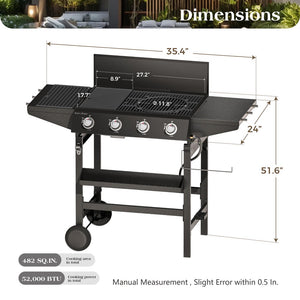 All-in-One Propane Grill with Extra-Large 482 Sq.In Cooking Area, 52,000 BTU