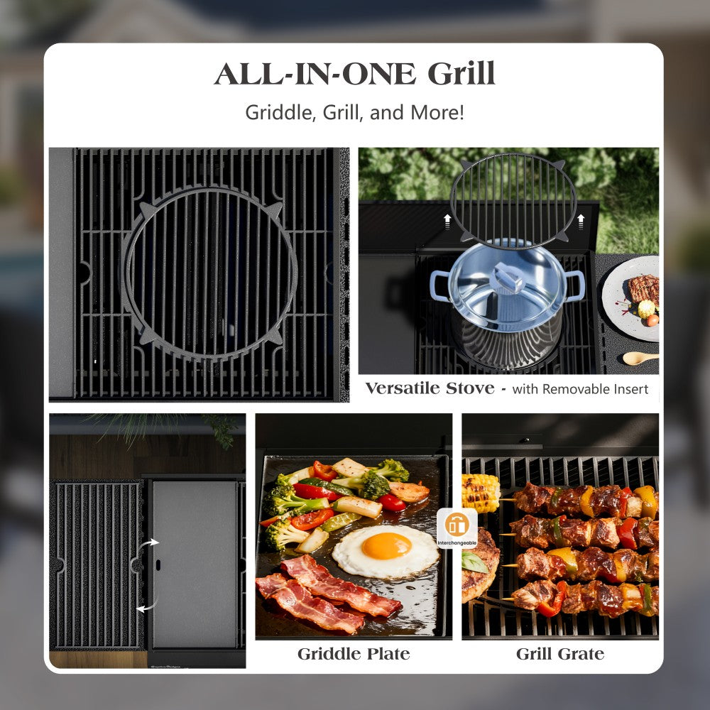 All-in-One Propane Grill with Extra-Large 482 Sq.In Cooking Area, 52,000 BTU