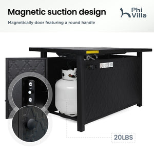 50,000 BTU Smokeless Gas Fire Pit Table with Lid for Garden