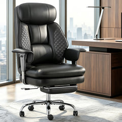 Ergonomic Faux Leather High Back Executive Office Chair with Footrest & Height Adjustable Armrests