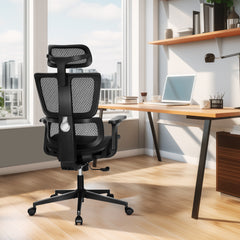 Ergonomic Mesh Office Chair with Adjustable Headrest, Footrest & 3D Armrests