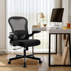 Ergonomic Mesh Office Chair with Flip-Up Armrests & Adjustable Lumbar Support