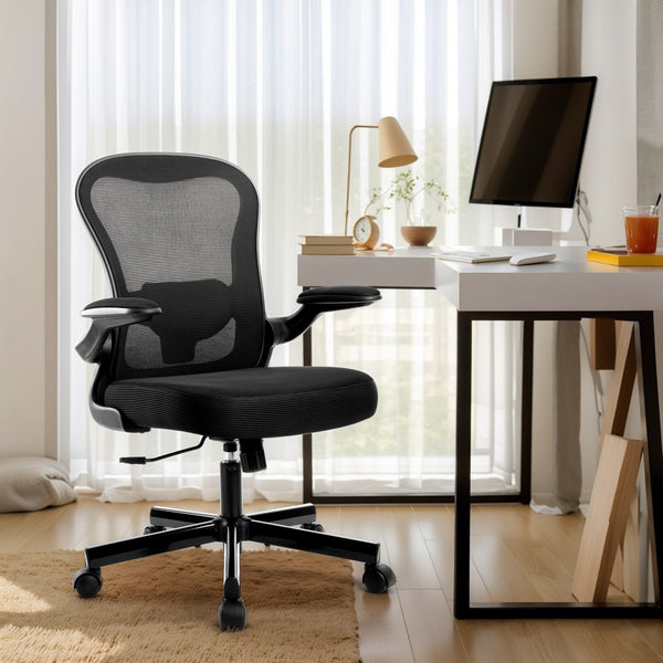 Ergonomic Mesh Office Chair with Flip-Up Armrests & Adjustable Lumbar Support
